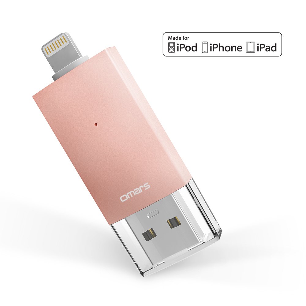 Omars Apple認証 (MFI取得) フラッシュドライブ ２ USBメモリコネクタ付きiPhone iPad iPod touchの容量不足解消 (64Gグレー）